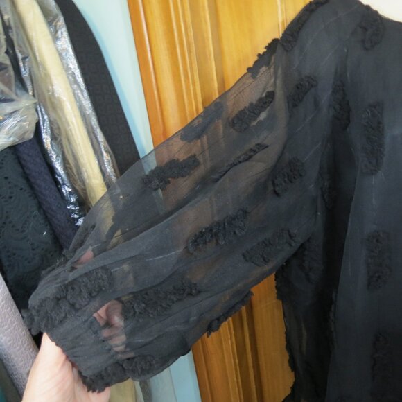 GiGiO Black Chiffon Textured Top ½ Sleeve Party Evening Oversized Large - Picture 4 of 11